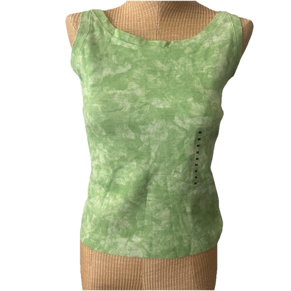Vintage Gap Green Tank Top Medium Lime Tie Dye Y2K NWOT Stretch - Picture 2 of 5